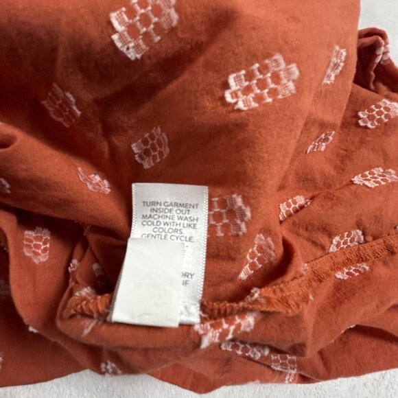 J. Jill Womens Rust Orange Floral 3/4 Sleeve Button-Front Peasant Top Blouse XL - Picture 5 of 9